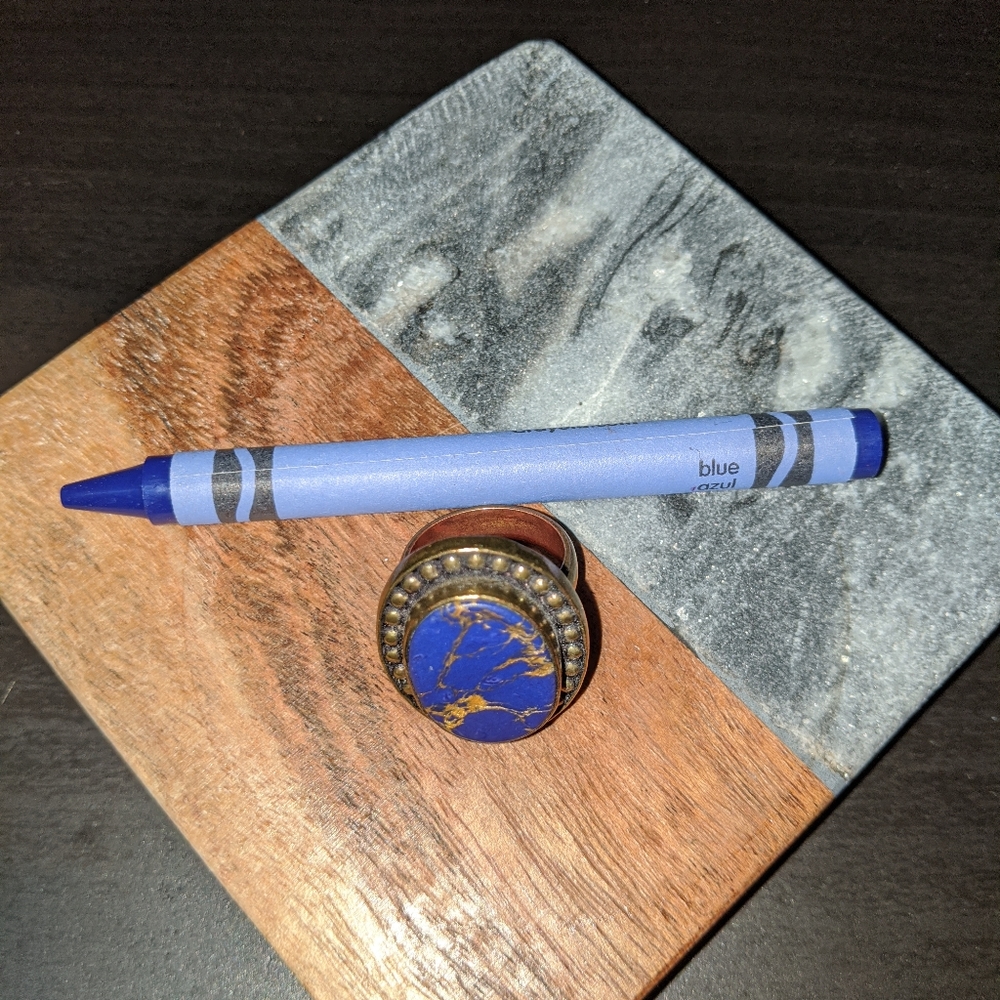 Brass Lapis Lazuli Ring